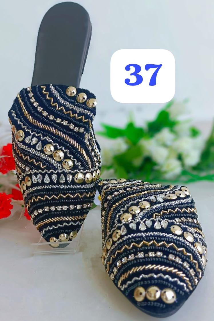 Designer Embroidered Flat Mules Summer Catalog
